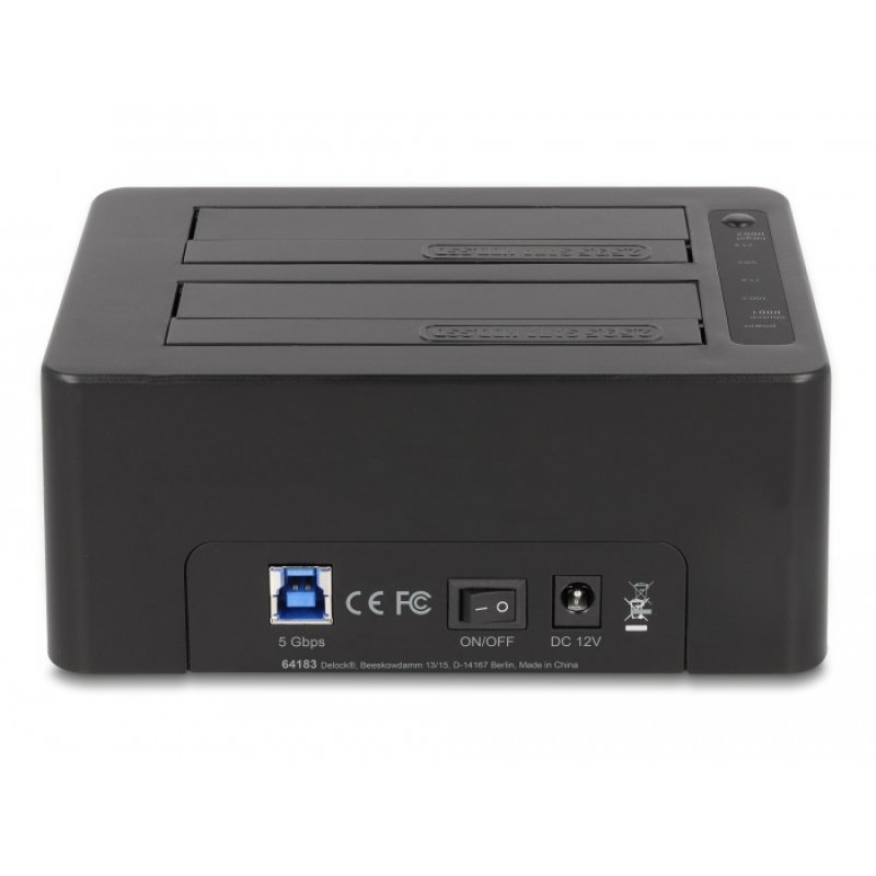 DeLOCK USB Dual Docking Station for 2 x SATA HDD / SSD with Clone Function and Card Reader additional USB Port