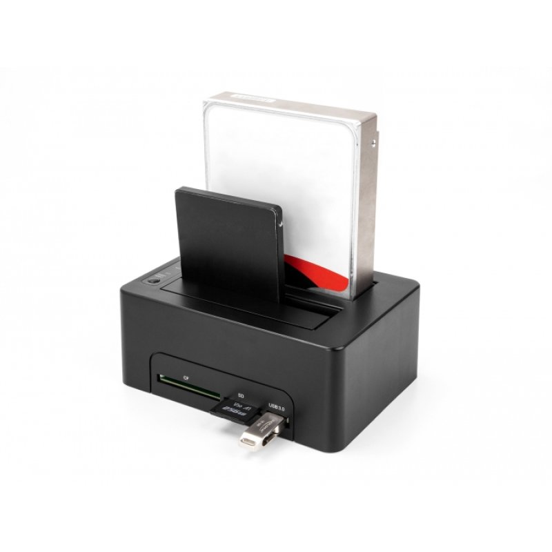 DeLOCK Station d’accueil USB Dual pour 2 SATA HDD / SSD avec fonction de clonage et lecteur de carte port USB
