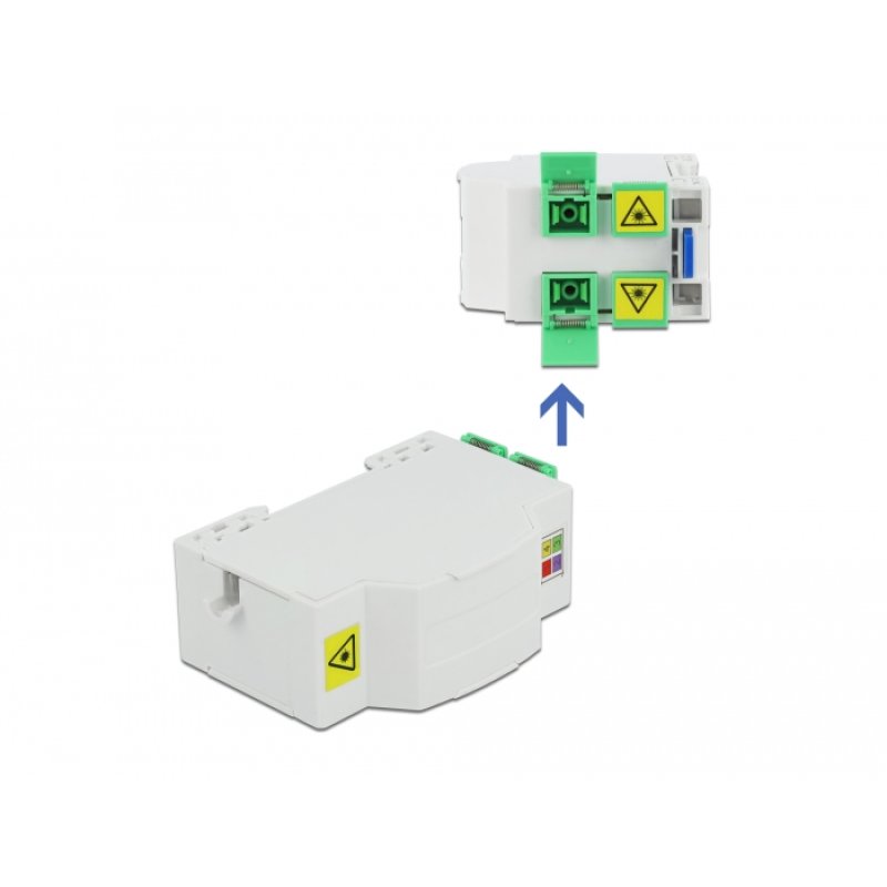 DeLOCK Boitier de connexion de la fibre optique pour rail DIN 4 x SC Simplex ou LC Duplex