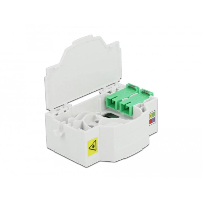DeLOCK Boitier de connexion de la fibre optique pour rail DIN 4 x SC Simplex ou LC Duplex