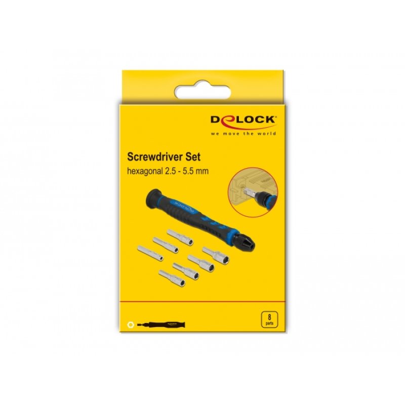 DeLOCK Set de 8 tournevis six pans creux 2,5 - 5,5 mm