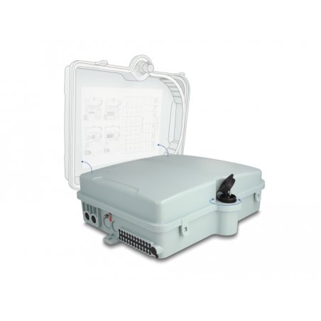 DeLOCK Fiber Optic Distribution Box for indoor and outdoor IP65 waterproof lockable 24 port grey