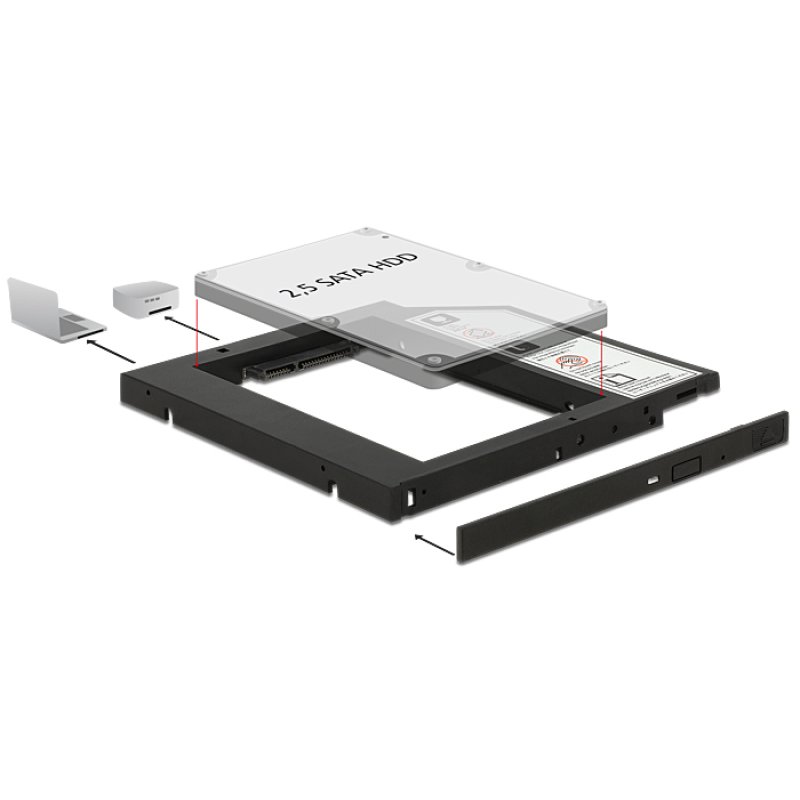 Caddy Slim SATA 5.25? Einbaurahmen (10 mm) für 1 x 2.5? SATA HDD bis 9,5 mm