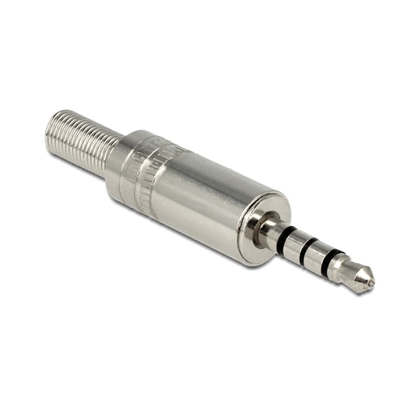 Klinkenstecker 3,5 mm 4 Pin Stereo mit Knickschutz Lötversion