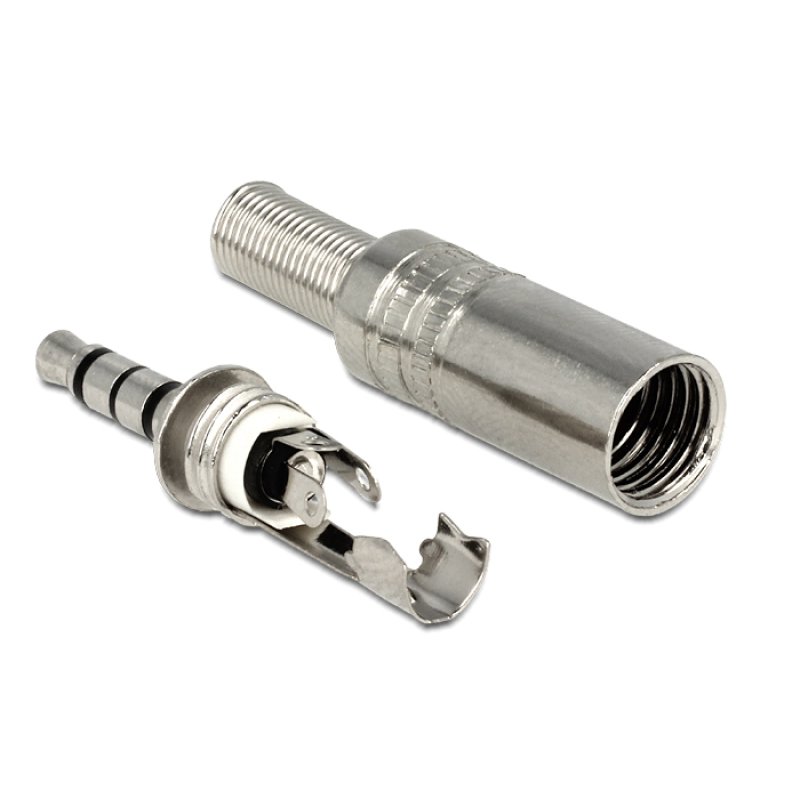 Klinkenstecker 3,5 mm 4 Pin Stereo mit Knickschutz Lötversion