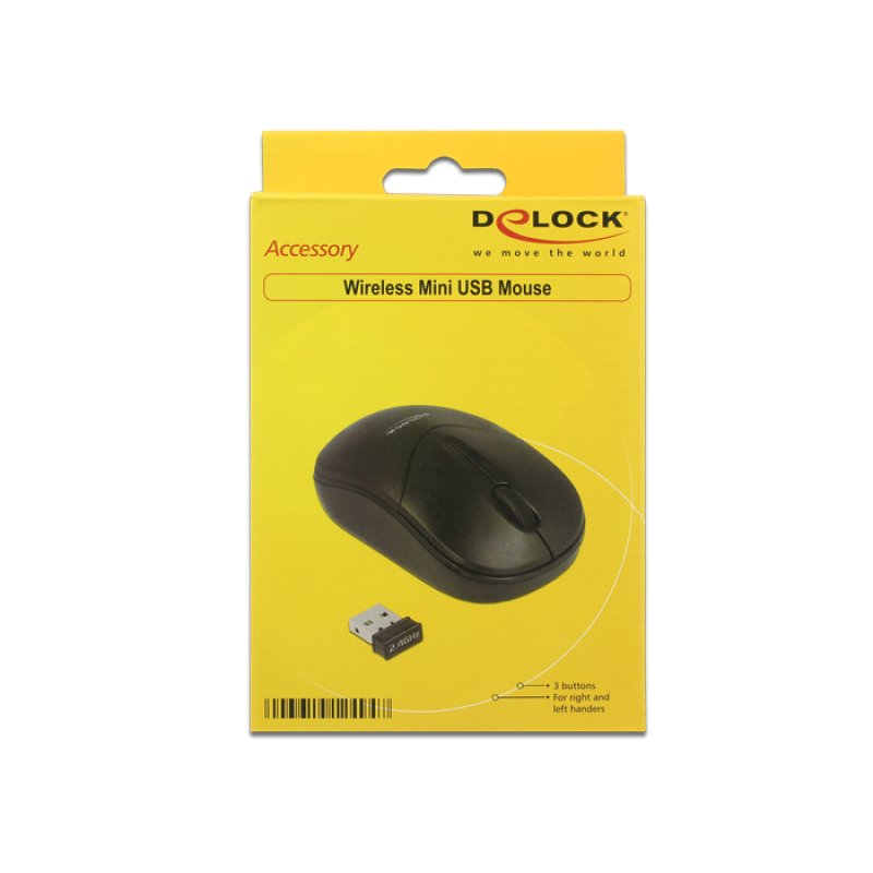 DeLOCK 12494 souris Voyage Ambidextre RF sans fil Optique 1000 DPI