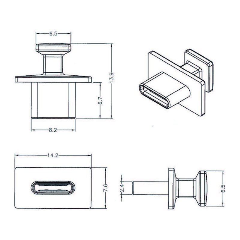 Staubschutz für USB Type-C™ Buchse mit großem Griff 10 Stück schwarz