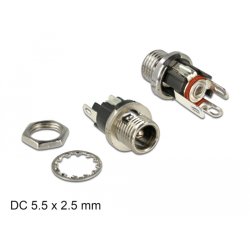 Steckverbinder DC 5,5 x 2,5 x 9,5 mm Buchse zum Einbau Lötversion