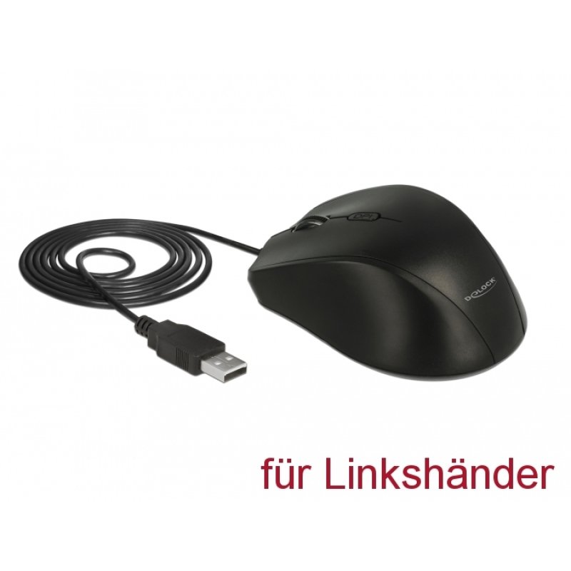 DeLOCK 12548 mouse Office Left-hand USB Type-A Optical 2400 DPI