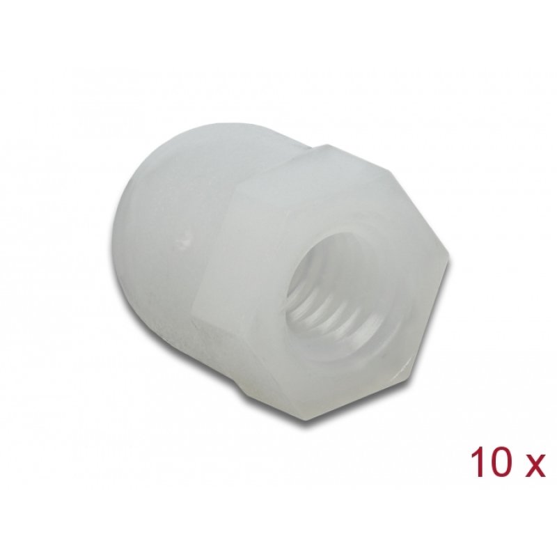 DeLOCK Capuchon hexagonal de protection avec filetage interne pour les vis M6, écru, 10 unités
