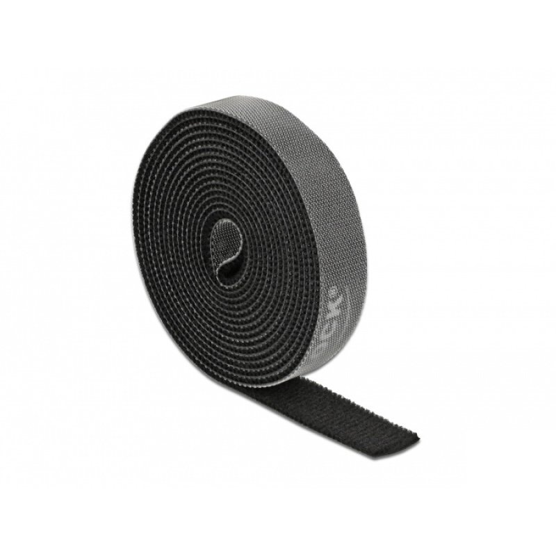 DeLOCK Hook-and-loop tape on roll L 2 m x W 15 mm black