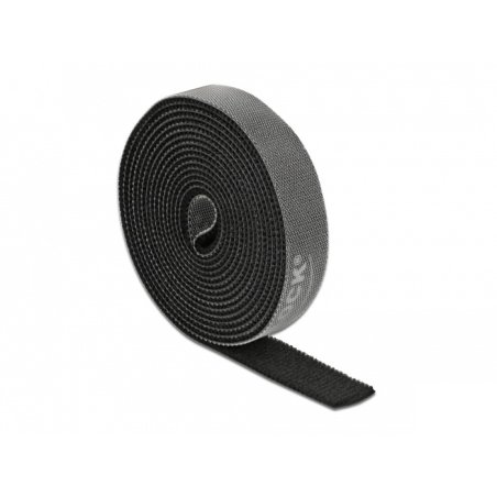 DeLOCK Hook-and-loop tape on roll L 2 m x W 15 mm black