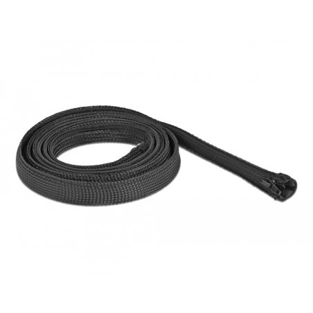 DeLOCK Braided Sleeve with zip fastener heat-resistant 2 m x 20 mm black