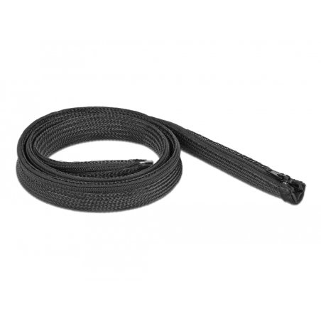 DeLOCK Braided Sleeve with zip fastener heat-resistant 1 m x 20 mm black