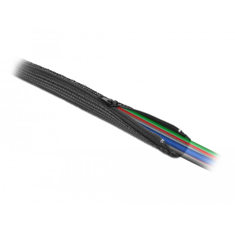 Geflechtschlauch mit Reißverschluss hitzebeständig 1 m x 20 mm schwarz