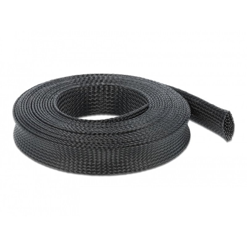 DeLOCK Braided Sleeving stretchable 10 m x 25 mm black