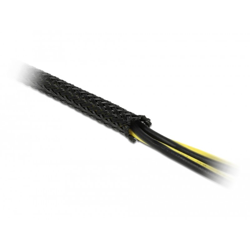 DeLOCK Manchon tressé étirable noir 10 m x 25 mm