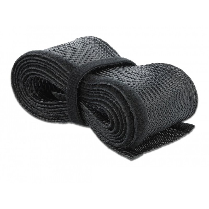 DeLOCK Braided Sleeving with Hook-and-Loop Fastener 5 m x 19 mm black