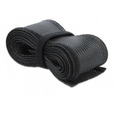 DeLOCK Manchon tressé avec fermeture à scratch 5 m x 19 mm, noir