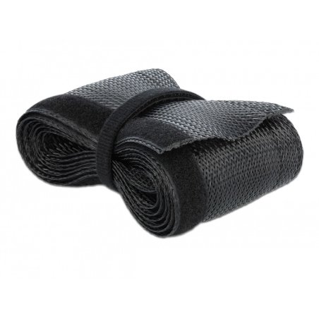 DeLOCK Braided Sleeving with Hook-and-Loop Fastener 10 m x 32 mm black