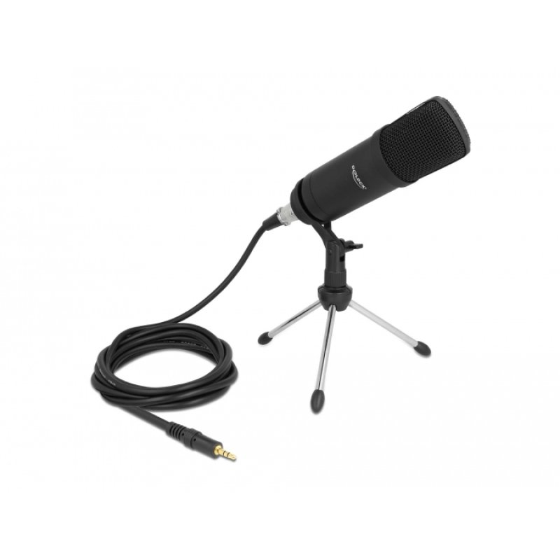 DeLOCK Microphone professionnel de podcasting pour ordinateur avec connecteur XLR et 3 jack mâles stéréos câble