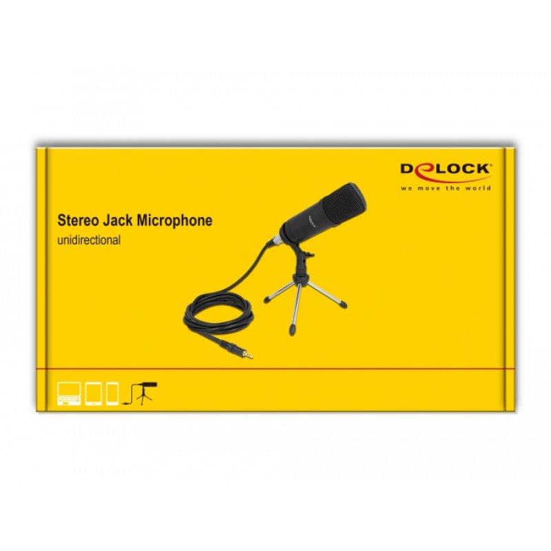 DeLOCK Professional Computer Podcasting Microphone with XLR connector and 3 pin stereo jack male adapter cable for