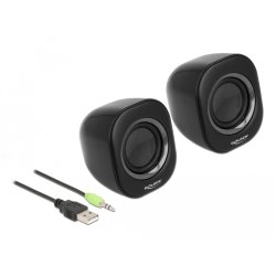 DeLOCK Mini haut-parleur stéréo de PC muni d’un jack stéréo 3,5 mm mâle et alimenté par USB