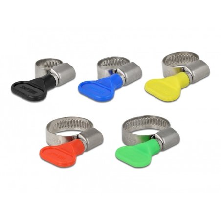 DeLOCK Collier de tuyau, vis papillon, 10 unités, couleurs assorties