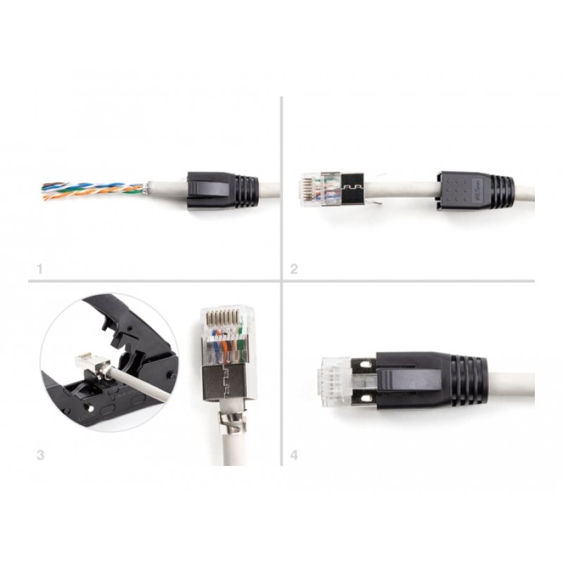 DeLOCK Fiches modulaires RJ45 avec cliquer de dégagement Cat.6A, Cat.7 avec protection contre le pliage, set de 25