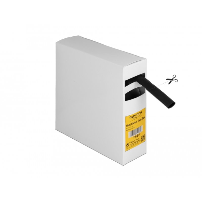 DeLOCK Heat shrink tube Box, with inside adhesive, shrinkage ratio 3:1, 5 m x 12.7 mm black