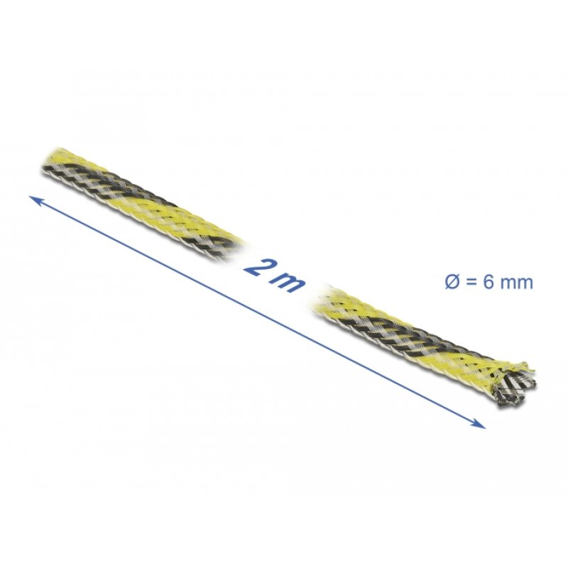 Geflechtschlauch dehnbar 2 m x 6 mm schwarz-gelb