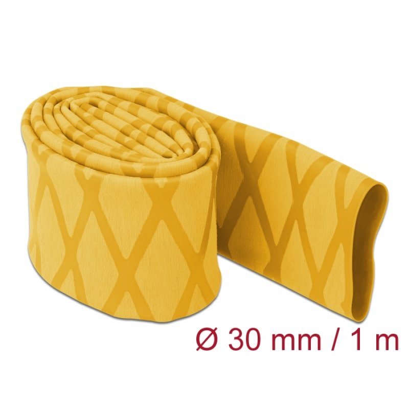 DeLOCK Heat Shrink Tube X-pattern non-slip 1 m x 30 mm yellow