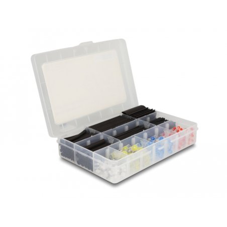 DeLOCK Tube thermorétractable avec boite d’assortiment de connecteur de fil à souder, 308 pièces