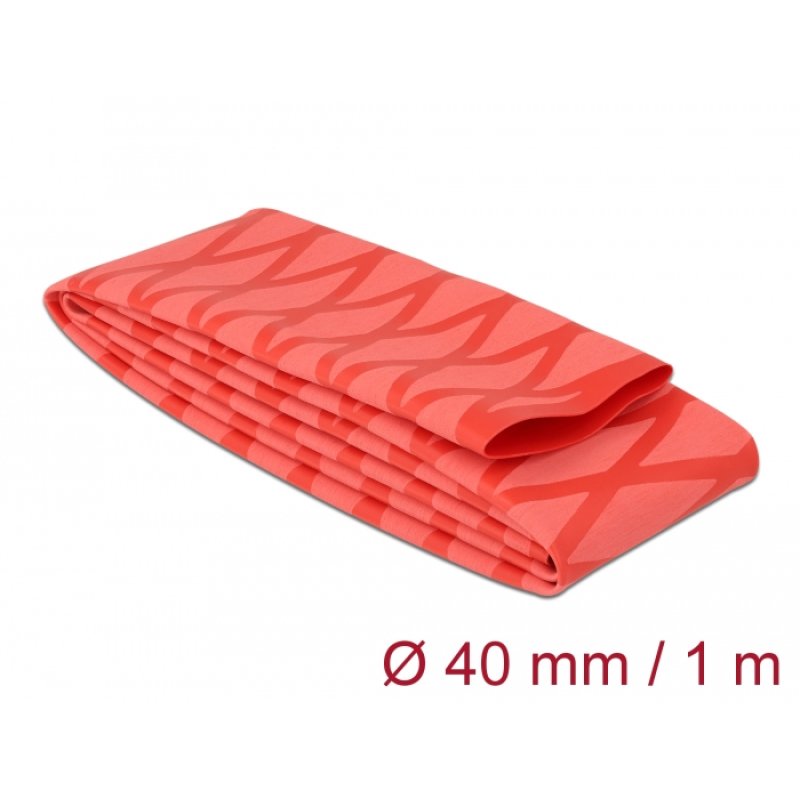 Schrumpfschlauch X-Muster rutschfest 1 m x 40 mm rot