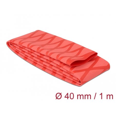 DeLOCK Heat Shrink Tube X-pattern non-slip 1 m x 40 mm red