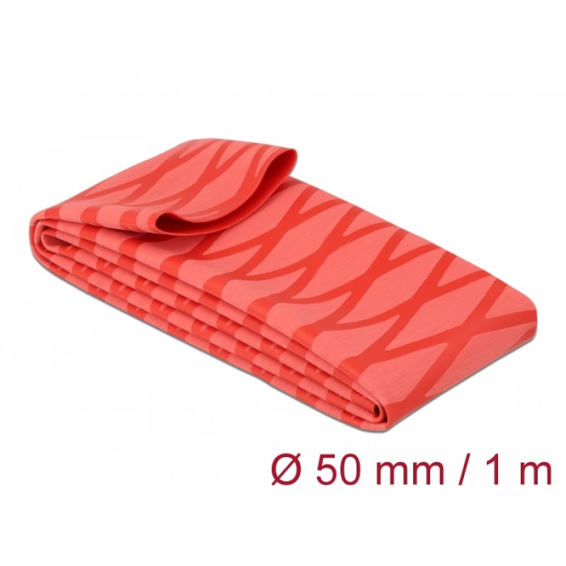 DeLOCK Heat Shrink Tube X-pattern non-slip 1 m x 50 mm red