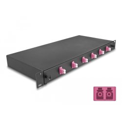 DeLOCK Boitier de jonction 19″ de fibre optique, 6 x LC Duplex OM4, 1U, entièrement assemblée