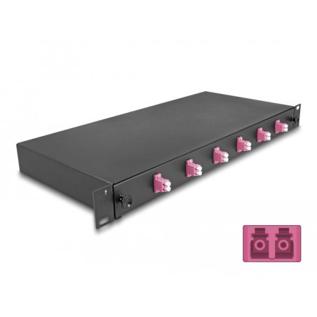 DeLOCK Boitier de jonction 19″ de fibre optique, 6 x LC Duplex OM4, 1U, entièrement assemblée