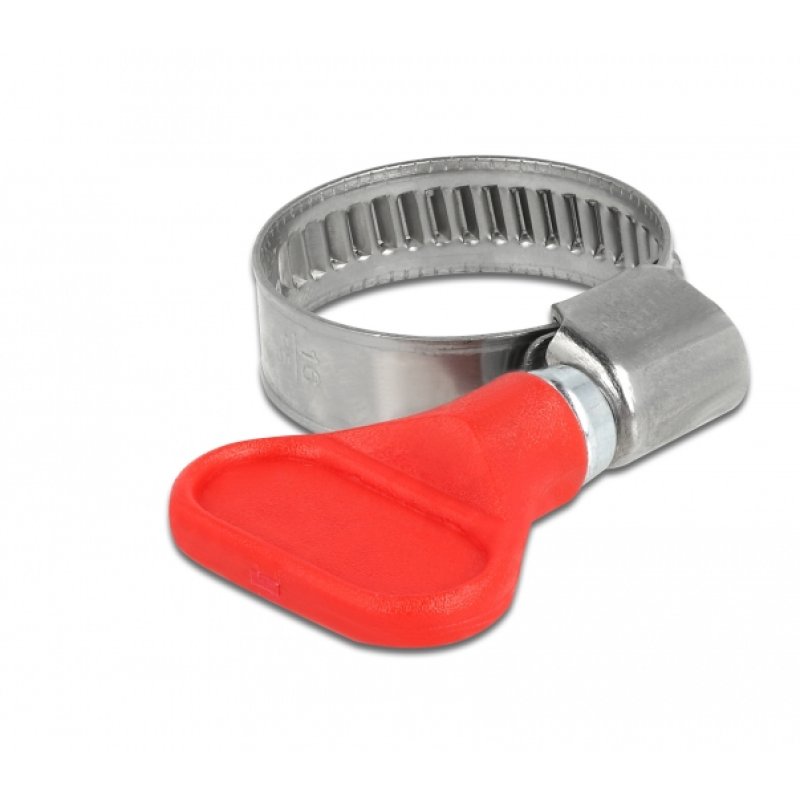DeLOCK Attache papillon de tube, acier inoxydable 400 SS 16 - 25 mm, 5 unités rouge