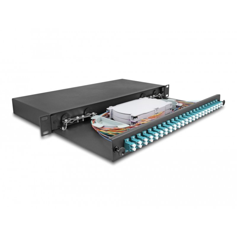 DeLOCK 19″ Optical Fiber Splice Box 24 x LC Duplex OM3 1U complete assembled
