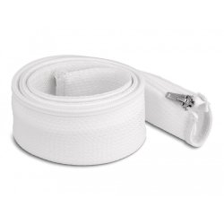 DeLOCK Manchon tressé avec fermeture Éclair résistant à la chaleur, 1 m x 50 mm, blanc