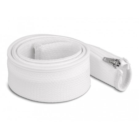 DeLOCK Manchon tressé avec fermeture Éclair résistant à la chaleur, 1 m x 50 mm, blanc