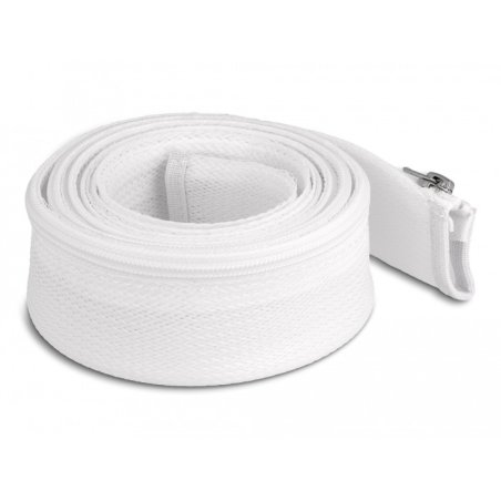 DeLOCK Braided Sleeve with zip fastener heat-resistant 2 m x 50 mm white