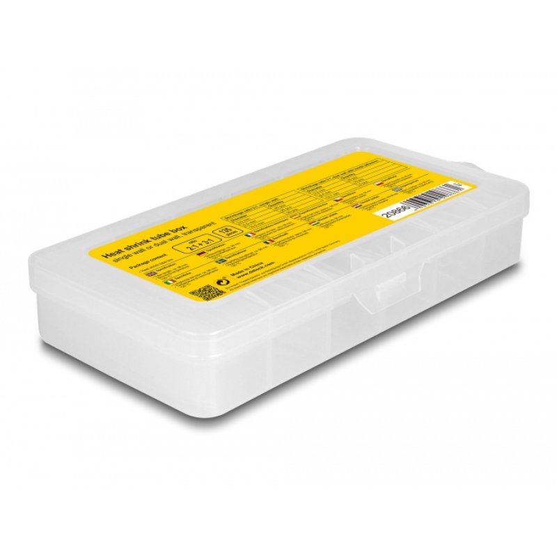DeLOCK Boite de manchons thermorétractables assortis, ratio de rétractation 2:1, paroi simple et double paroi avec