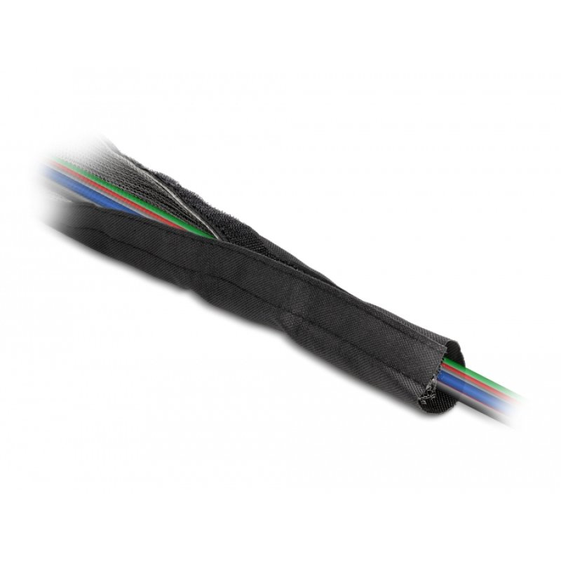 DeLOCK EMI Shielding braided sleeve with hook-and-loop fastener heat resistant 1 m x 25 mm black