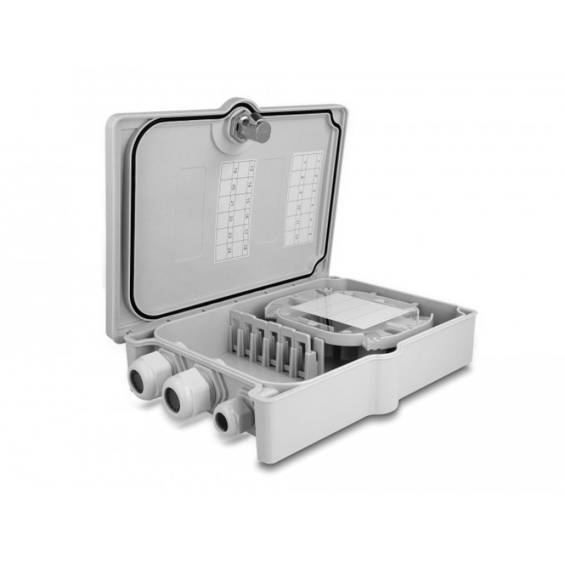 LWL Verteilerbox für Innen- und Außenbereich IP55 wasserfest abschließbar 6 Port grau