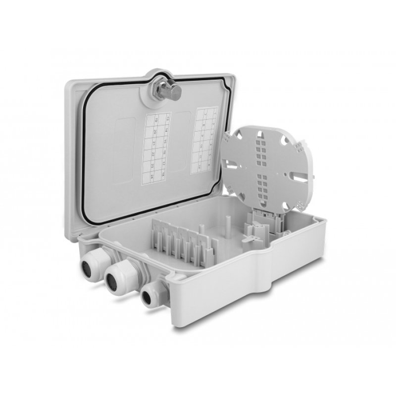 DeLOCK Fiber Optic Distribution Box for indoor and outdoor IP55 waterproof lockable 6 port grey