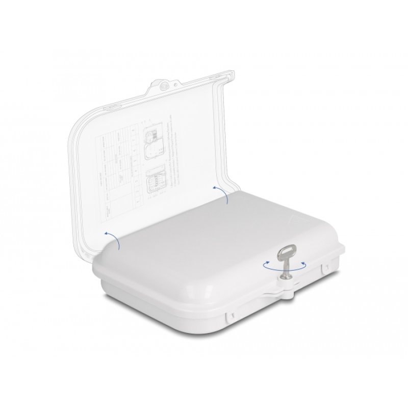 DeLOCK Boitier de distribution de fibre optique pour l’intérieur et l’extérieur, étanche IP65, verrouillable, 8