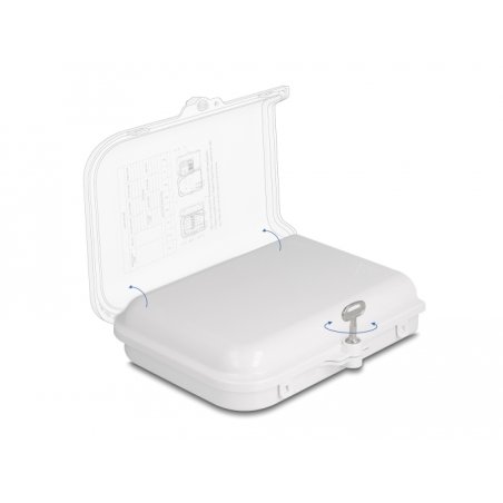 DeLOCK Boitier de distribution de fibre optique pour l’intérieur et l’extérieur, étanche IP65, verrouillable, 8