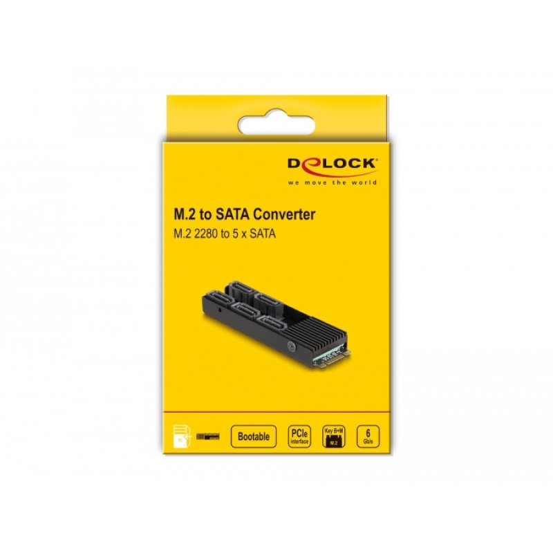 Konverter M.2 2280 Key B M Stecker zu 5 x SATA mit Kühlkörper